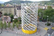 Die Kunstinstallation Urhütte beim Luzerner Pilatusplatz. (Bild: Luca Wolf / Neue LZ)