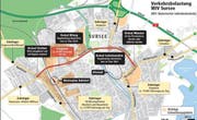 Die Verkehrssituation in und um Sursee. (Bild: Grafik Neue LZ)
