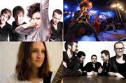 Am neuen Festival treten insgesamt 17 Bands auf, darunter (von oben links im Uhrzeigersinn) sind April Calls, Hairdryer, Rival Kings und Miss Goldie. (Bild: PD)