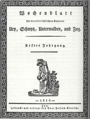 Das gemäss Fritz Blaser einzige noch existierende Titelblatt des ersten Jahrgangs der ersten Zuger Zeitung war/ist im Besitz der Stadtbibliothek Zug. (Bild: Andreas Fässler)