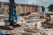 Die Grossbaustelle Himmelrich in Luzern: Hier entstehen bis zu 250 Wohnungen. (Bild Boris Bürgisser)