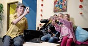 Die vier neuen Spieler, von links: Lea Küttel, Michaela Gamma, Dusan Jankovic und Sarah Wyser. (Bild: Corinne Glanzmann (Meggen, 26. Februar 2018))