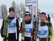 Roman Furger (mitte) gewinnt vor Bruno Joller und Tim Hug (links). (Bild: PD)