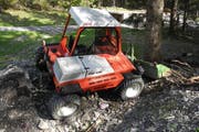 Der Traktor krachte gegen eine Baum und blieb stehen. (Bild: Kapo SZ)