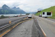 Die Unfallstelle bei Buochs. (Bild: Kantonspolizei Nidwalden)