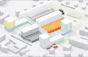 Der Entwurf des Siegerprojekts für das Andritz-Hydro-Areal in Kriens. (Bild: Visualisierung: PD/Office Oblique; Bearbeitung: jn)
