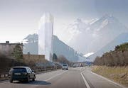 So stellen sich die Rüssli Architekten das markante Gebäude vor. (Visualisierung pd)