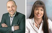 Peter Rüfenacht (Kandidat FDP) und Sandra Gerber (Kandidatin CVP). (Bilder PD)