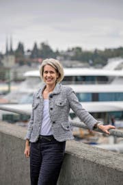 CVP-Stadtratskandidatin Franziska Bitzi Staub auf dem Luzerner Werftsteg. (Bild Pius Amrein)