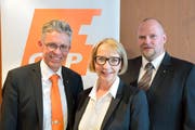 Sie wurden für die Liste der Nationalratswahlen nachnomminiert: (von links) Norbert Schmassmann, Ottilia Scherer, Christian Ineichen. (Bild: PD)