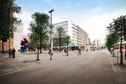 Zuger Stadttunnel: An der Baarerstrasse soll für 3,5 Millionen Franken eine Einkaufsmeile entstehen. (Bild: PD)