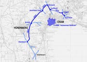 Die Umfahrung Cham-Hünenberg im Überblick. (Bild: Kanton Zug)