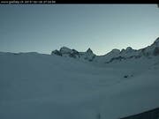 Blick auf die Glattalp im Kanton Schwyz am Donnerstagmorgen um 7.26 Uhr. Die Temperaturen betragen -30 Grad. (Bild: Webcam)