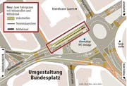 Die Situation rund um den Bundesplatz. (Bild: Grafik: Oliver Marx, Janina Noser)