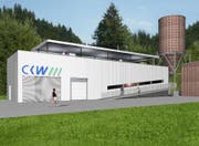 Die Visualisierung zeigt, wie die Kraftwerks-Zentrale im Chlusboden, Gemeinde Schüpfheim, dereinst aussehen könnte. (Bild: PD / CWK)