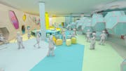 Visualisierung des Kinderlandes in der Mall of Switzerland, das sich auf einer Fläche von 1500 Quadratmetern erstrecken wird. (Bild: PD)