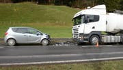 Die Unfallstelle auf der Menznauerstrasse. (Bild: Luzerner Polizei (Willisau, 28. März 2018))