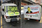 Führerkabine und Fahrzeugheck wurden nicht verschont. (Bild: PD)