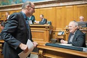 Markus Ritter und Bundesrat Johann Schneider-Ammann haben das Heu derzeit nicht auf der gleichen Bühne. (Bild: Anthony Anex/Keystone (Bern, 15. September 2016))