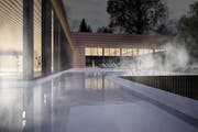 So soll der geheizte Aussenbereich des Ägeribads aussehen. (Bild: Visualisierung Scheitlin-Syfrig Architekten Luzern)