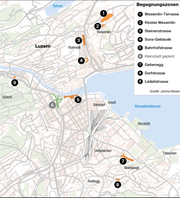 Begegnungszonen in der Stadt Luzern. (Bild: Grafik: Janina Noser)