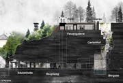 Im Fels entsteht ein neuer Erlebnisrundgang: So soll der Gletschergarten ab 2017 aussehen. (Bild: Visualisierung Miller & Maranta, Basel)