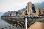 Das Casino in Campione d’Italia von Mario Botta. (Bild: Pablo Gianinazzi/Key (Campione d’Italia, 15. Januar 2018))