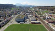 Blick auf den MParc Ebikon, der einer Wohnüberbauung weichen soll. (Bild: Stefan Jurendic)