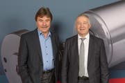 Blicken mit Zuversicht in die Zukunft: Eugen Elmiger, CEO von Maxon und Karl-Walter Braun, Mehrheitsaktionär von Maxon). (Bild PD)