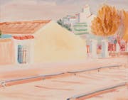 Louis Moilliet (1880–1962) «Schienenstrang in einem spanischen Dorf», 1928/29 Aquarell, 37.6 x 47 cm. Kunstmuseum Luzern, Schenkung Monika Widmer. (Bild: Kunstmuseum Luzern)