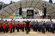 Die Musikgesellschaft Hünenberg spielt in der Arena auf dem Olma-Gelände. (Archivbild Christof Borner-Keller / Neue ZZ)