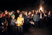 Sternmarsch gegen den Auenschutz in Giswil im vergangenen Dezember. (Bild Romano Cuonz)