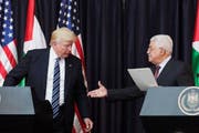 US-Präsident Donald Trump und Palästinenserpräsident Mahmud Abbas im Mai 2017 in Bethlehem. (Bild: Atef Safadi / Keystone (Bethlehem, 23. Mai 2017))