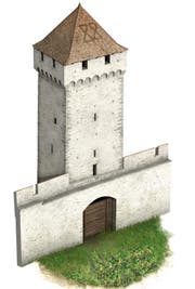 So hat der Pulverturm auf Grund von archäologischen Erkenntnissen kurz nach der Erstellung - also Ende des 14. Jahrhunderts - ausgesehen. (Bild: pd)
