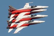 Die Tiger F5-E der Patrouille Suisse im Einsatz an der Flugshow vom 6. September in Payerne. (Bild: Keystone)