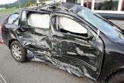 Der in den Unfall involvierte Wagen. (Bild: Luzerner Polizei)
