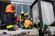 Die Feuerwehr führte fortlaufend Messungen durch, um die Ammoniakkonzentration zu ermitteln. (Bild Freiwillige Feuerwehr Zug)