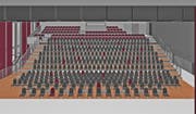 So soll die neue Tribüne nach den Sommerferien aussehen. (Bild: Visualisierung PD)