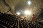 Impression von den Bauarbeiten im Weinbergli-Tunnel. (Bild SBB/pd)