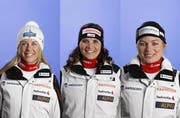 Fränzi Aufdenblatten, Nadja Kamer und Martina Schild (von links) fahren neu für Stöckli. (Bild: PD)