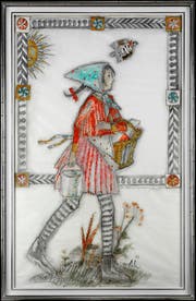 Alois Carigiets «Flurina» von 1975, hier als Entwurf fur das Wandgemälde der Käserei in Trun GR. (Bild: Schweizerisches Nationalmuseum/Alois Carigiet Erben)