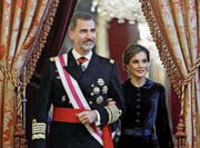 Seit fast 14 Jahren ein Paar: Spaniens König Felipe VI. und seine Ehefrau Königin Letizia (45). (Bild: Emilio Naranjo/EPA (Madrid, 6. Januar 2017))