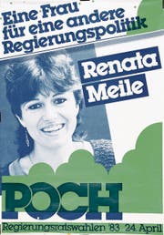 Abstimmungsplakat der Grünen und ein Wahlkampfplakat von Renata Meile als Mitglied der Progressiven Organisationen (Poch). Aus diesen entsprangen 1987 die Grünen Luzern.