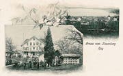 Postkarte «Gruss vom Rosenberg», ab 1907: Der «Rosenberg» war regelmässiger Tagungsort des Zuger kantonalen landwirtschaftlichen Vereins und genoss als Zentrum für schweizerische Bienenzucht landesweite Bedeutung. Bild: Bibliothek Zug (Bild: Bibliothek Zug)