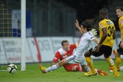 Nelson Ferreira kann zum Anschlusstreffer einschieben. (Bild: EQ Images/Daniel Christen)