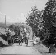 Früher war das Futtermanagement Knochenarbeit: Im Bild Bauern aus dem Emmental um 1935 (Bild: Staatsarchiv des Kantons Bern, FN Jost N 3058)