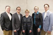 Von links: Josef Ribary, Fridolin Bossard, Gabriela Ingold, Sussi Hodel und Markus Spörri. (Bild: Cornelia Bisch (Unterägeri, 20. März 2018))