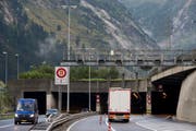 Der Gotthard-Strassentunnel am Nordportal in Göschenen. (Bild: Keystone/ Urs Flüeler)