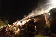 Brand im Dachstock des Hauses. (Bild: pd)