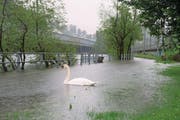 Reuss-Hochwasser im Jahr 2013 zwischen Luzern und Emmen. (Bild: Dominik Wunderli (Luzern, 1. Juni 2013))